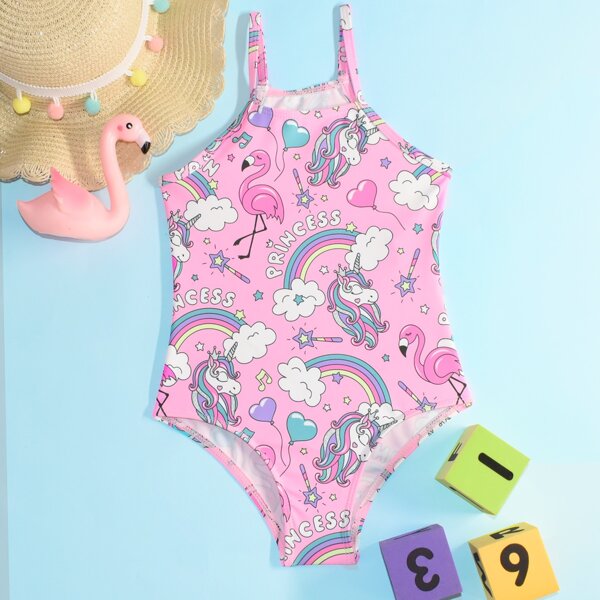 

Toddler Girls Unicorn Print One Piece Swimsuit, Multicolor