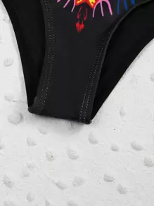 Allover Graphic Triangle Bikini Set Summer Beach - Multicolor - View 6