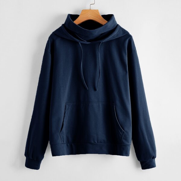 

Kangaroo Pocket Drawstring Hoodie, Navy blue