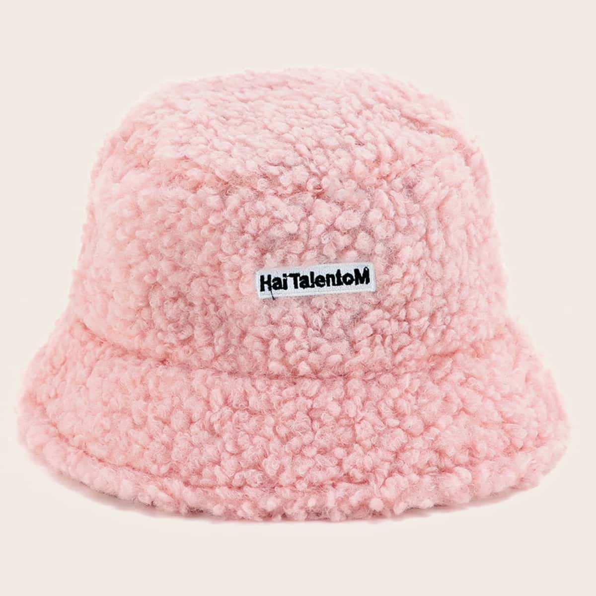 

Letter Teddy Bucket Hat, Pink