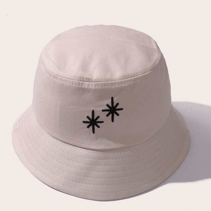 

Graphic Embroidery Bucket Hat, Beige
