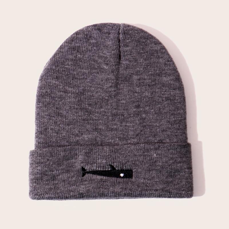

Guys Shark Embroidery Beanie, Grey