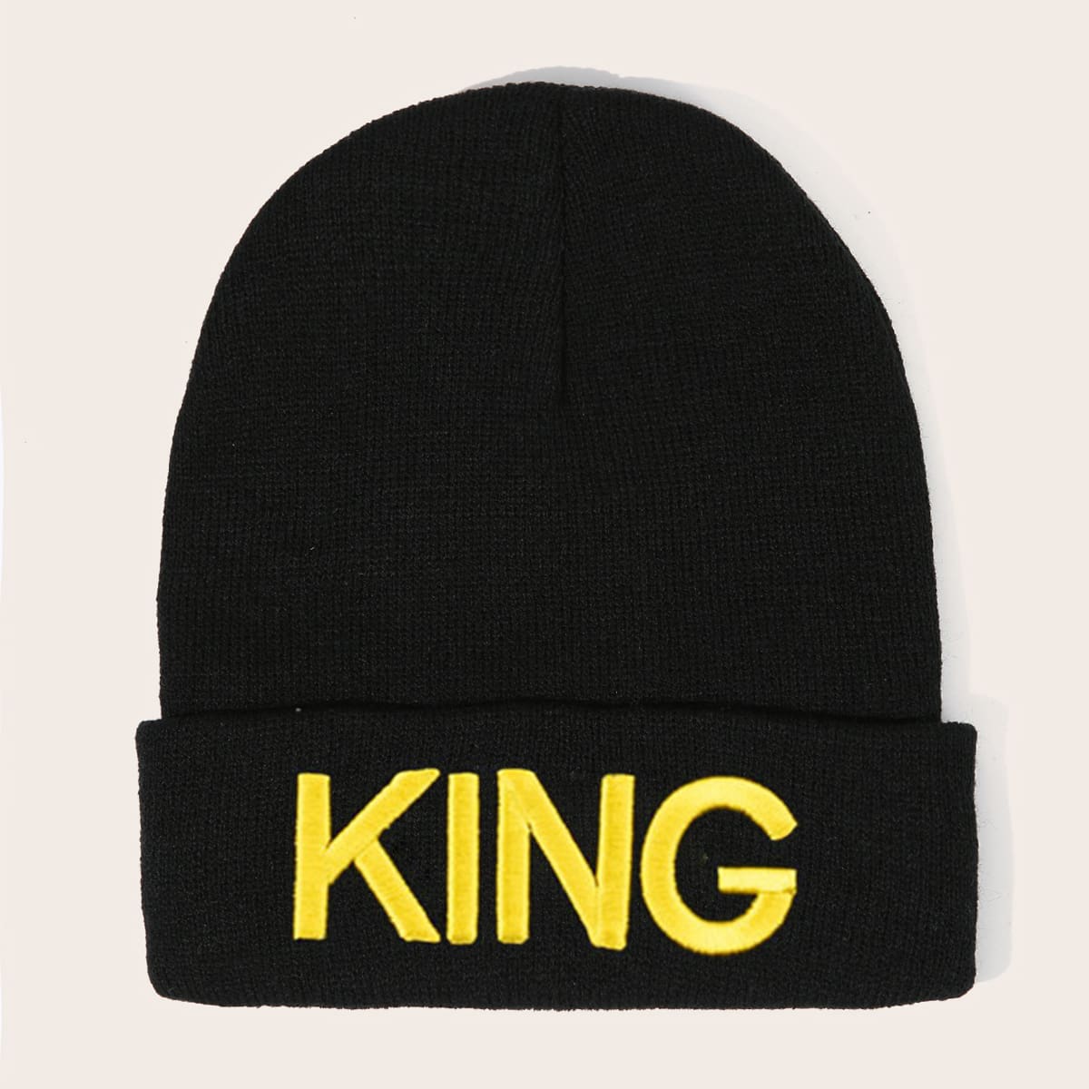 

Guys Letter Embroidery Beanie, Black