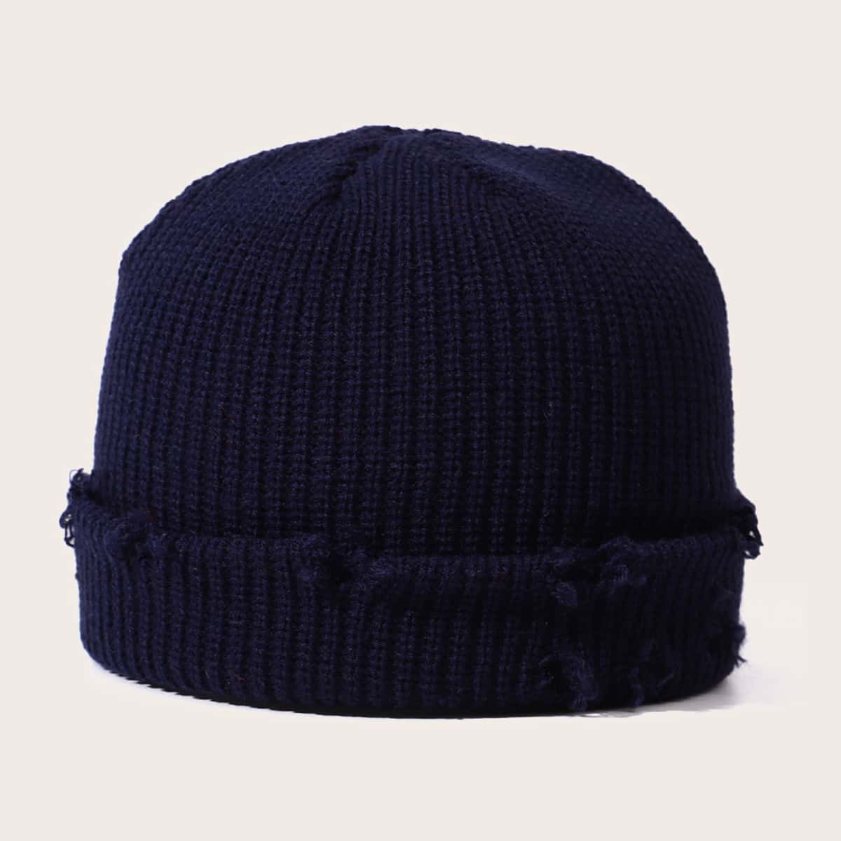 

Guys Ripped Knitted Beanie, Navy blue