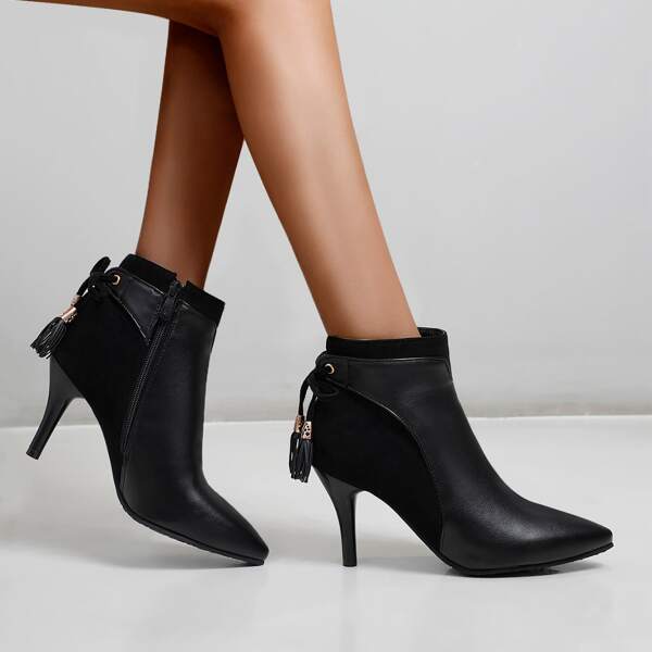 

Tassel Decor Ankle Boots, Black