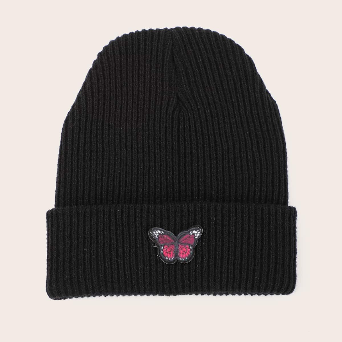 

1pc Butterfly Beanie, Black