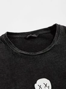 Manfinity VCAY 男士落肩卡通圖案上衣 - 黑色 - 查看 4