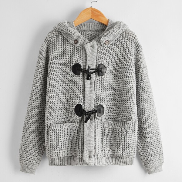 

Boys Patch Pocket Duffle Cardigan, Grey