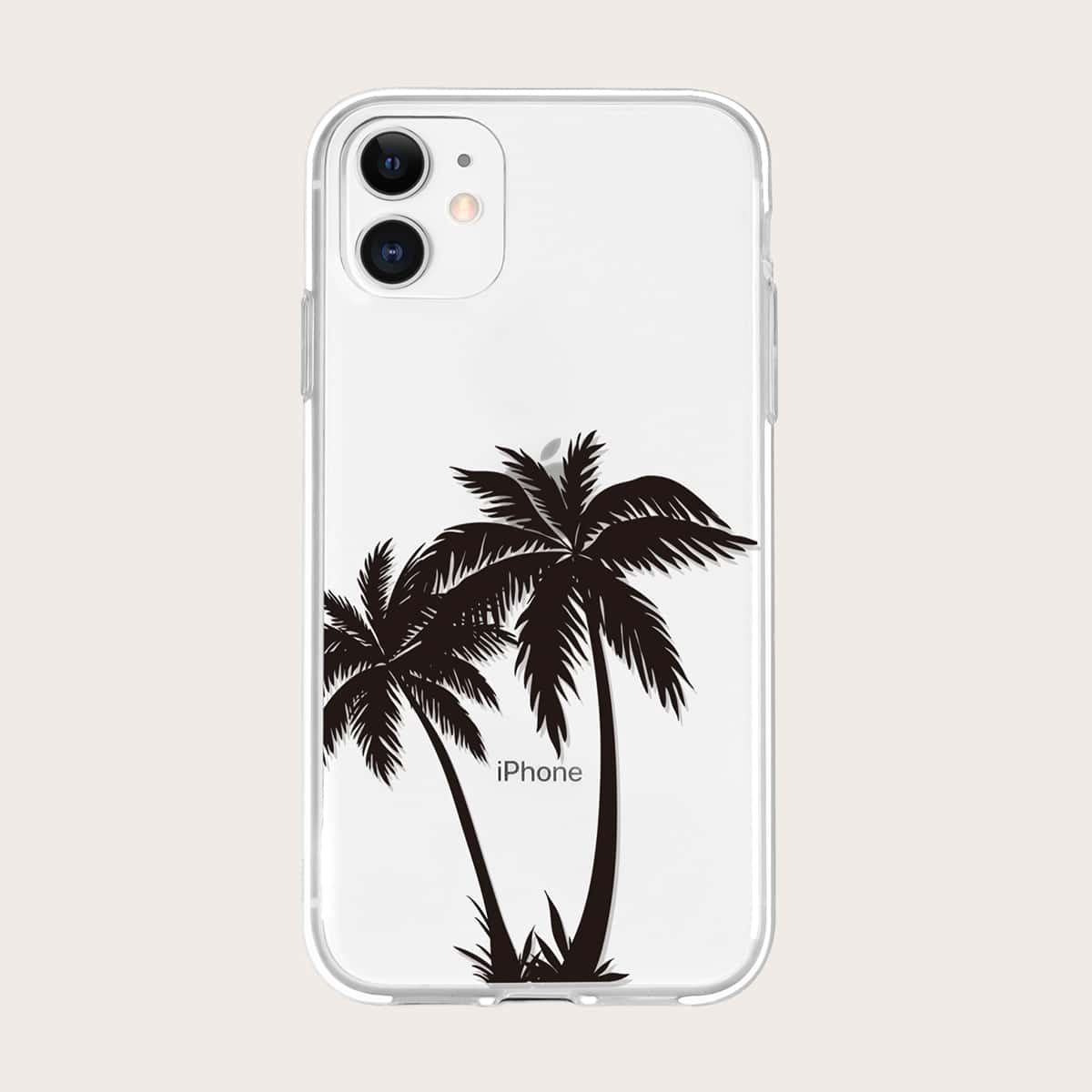 

Coconut Tree Print iPhone Case, Clear