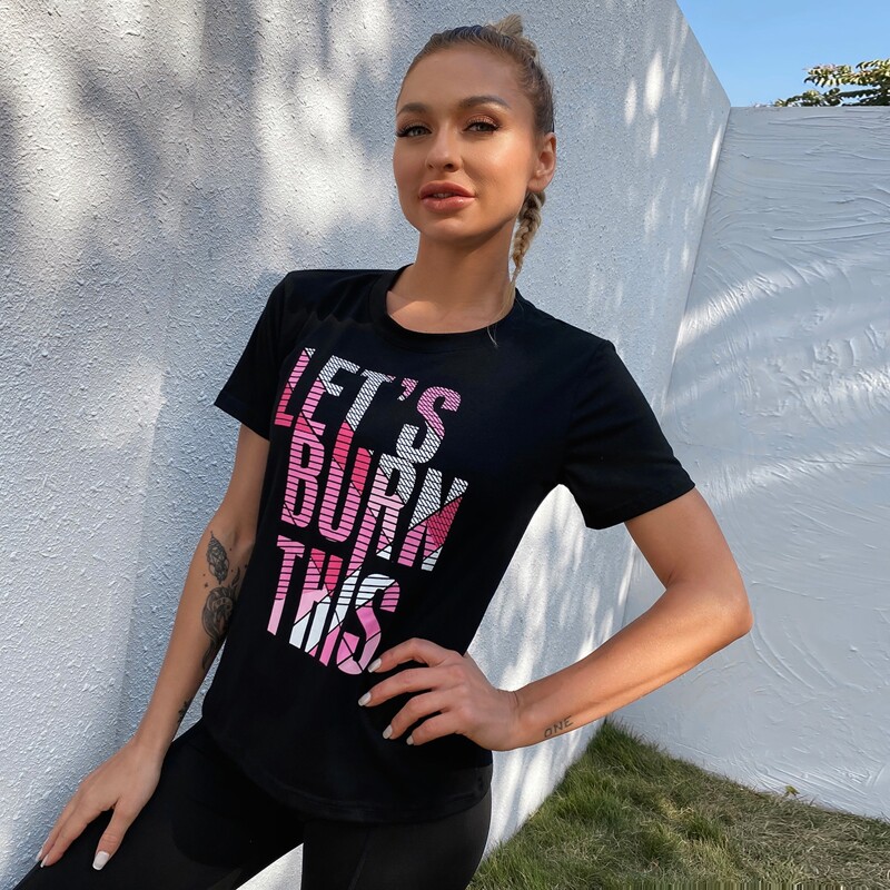 

Slogan Graphic Sports Tee, Black