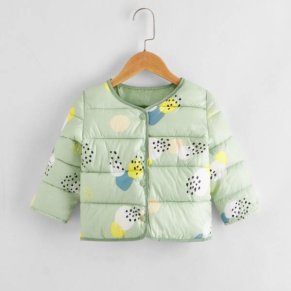 

Toddler Girls Polka Dot Puffer Coat, Lime green