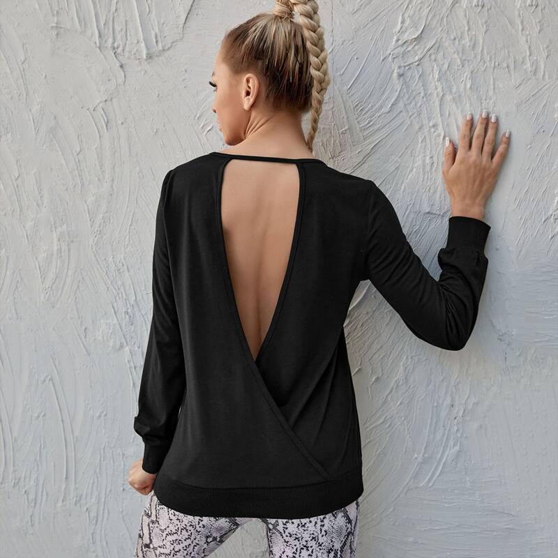 

Cut Out Back Sports Sweatshirt, Black