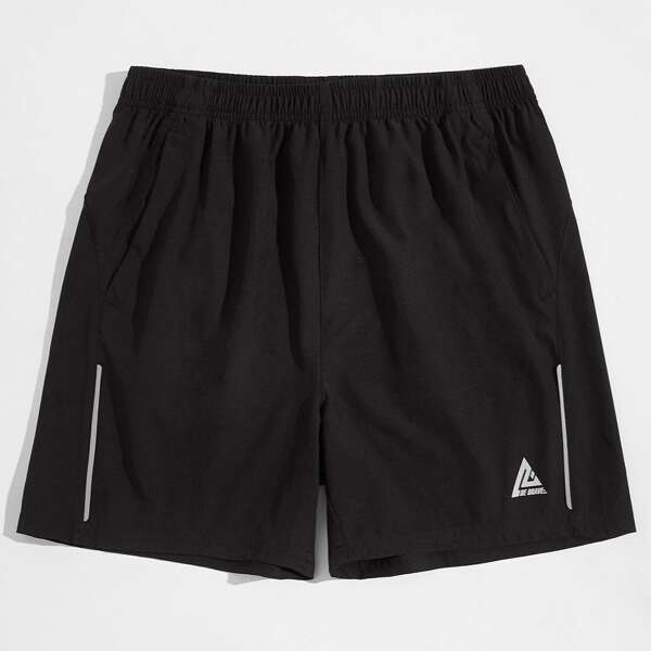 

Men Letter Graphic Sports Shorts, Black