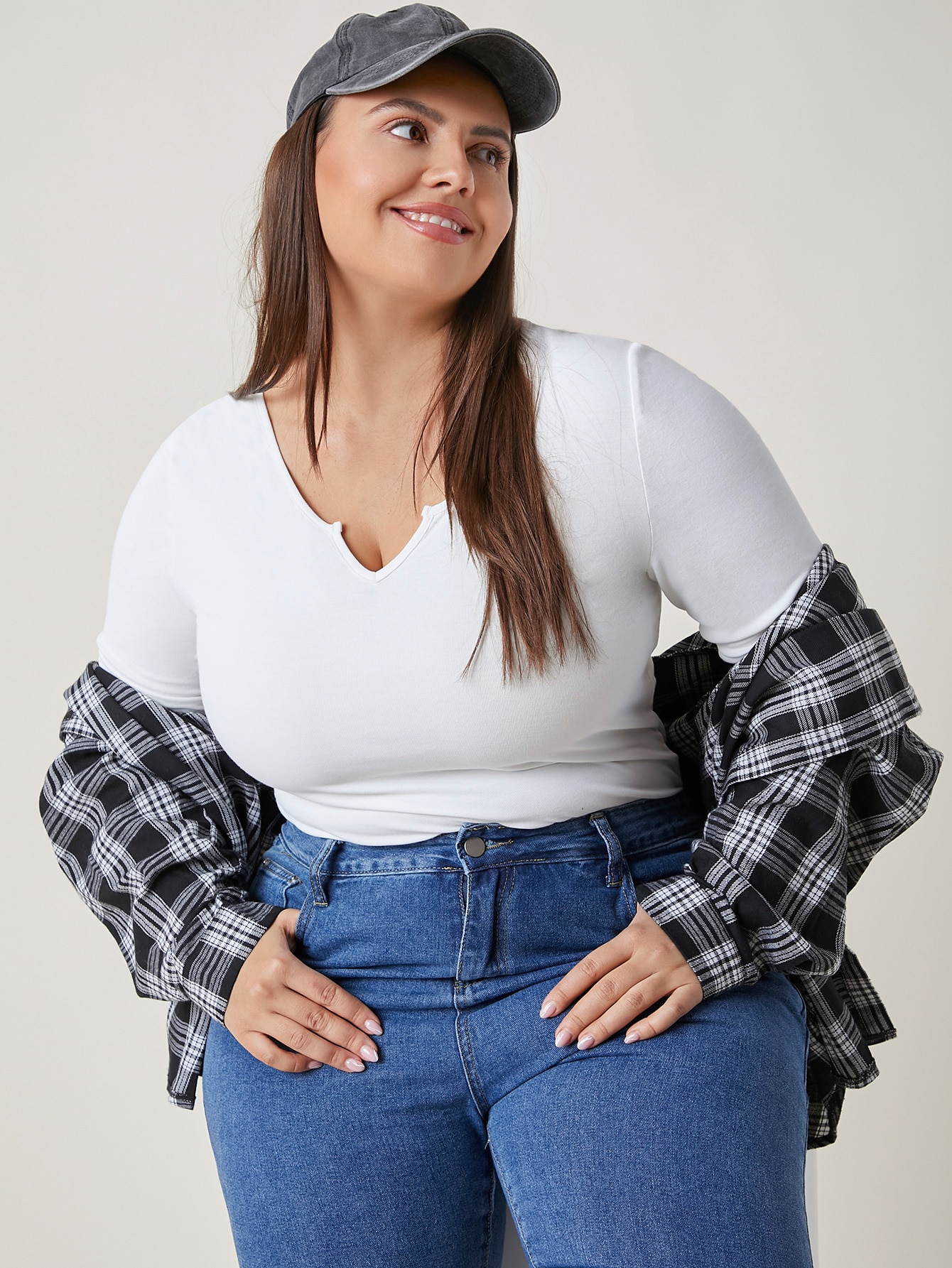 Plus Notch Neck Solid Tee thumbnail