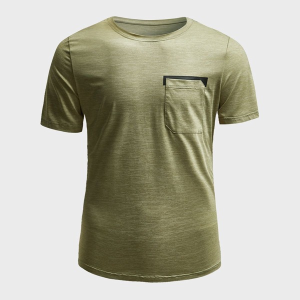 

Men Pocket Patched Sports Tee, Pastel army green