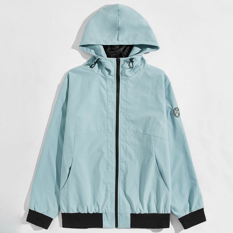 

Guys Patch Detail Jacket, Pastel mint blue
