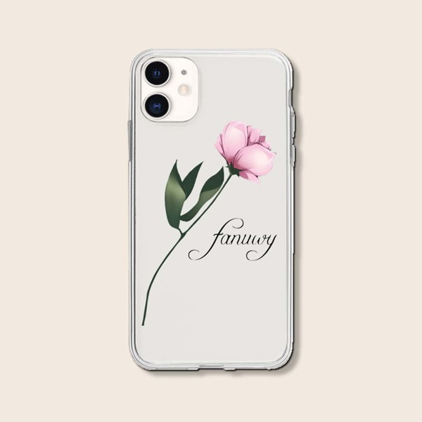 

Flower & Letter Graphic iPhone Case, Clear