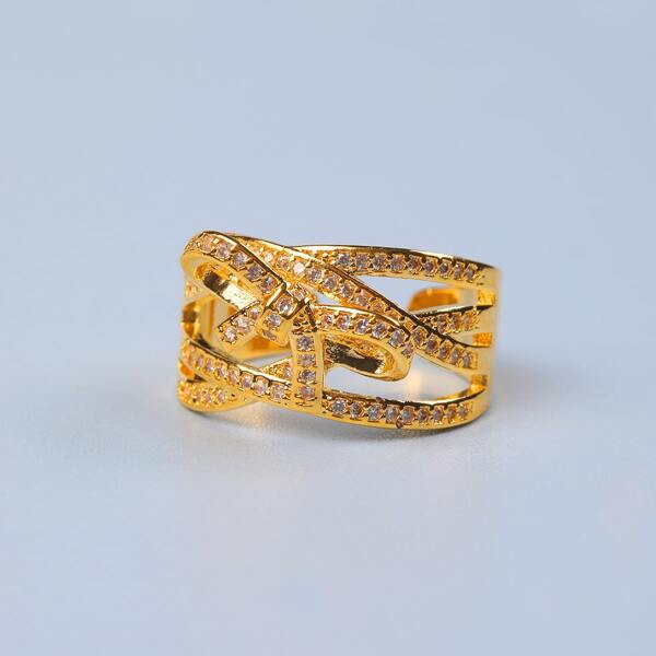 

Rhinestone Decor Ring, Gold