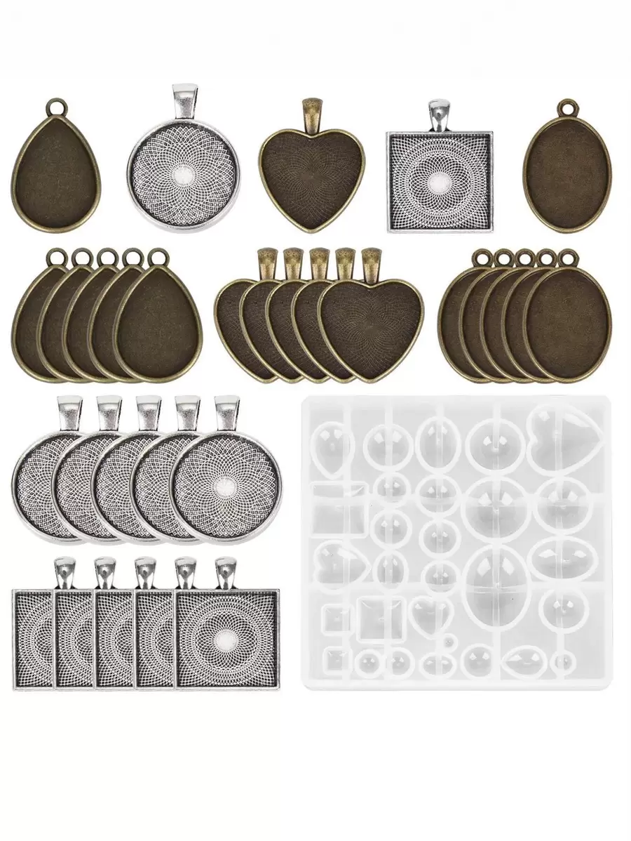 31pcs Pendant DIY Epoxy Mold Set - White - View 1