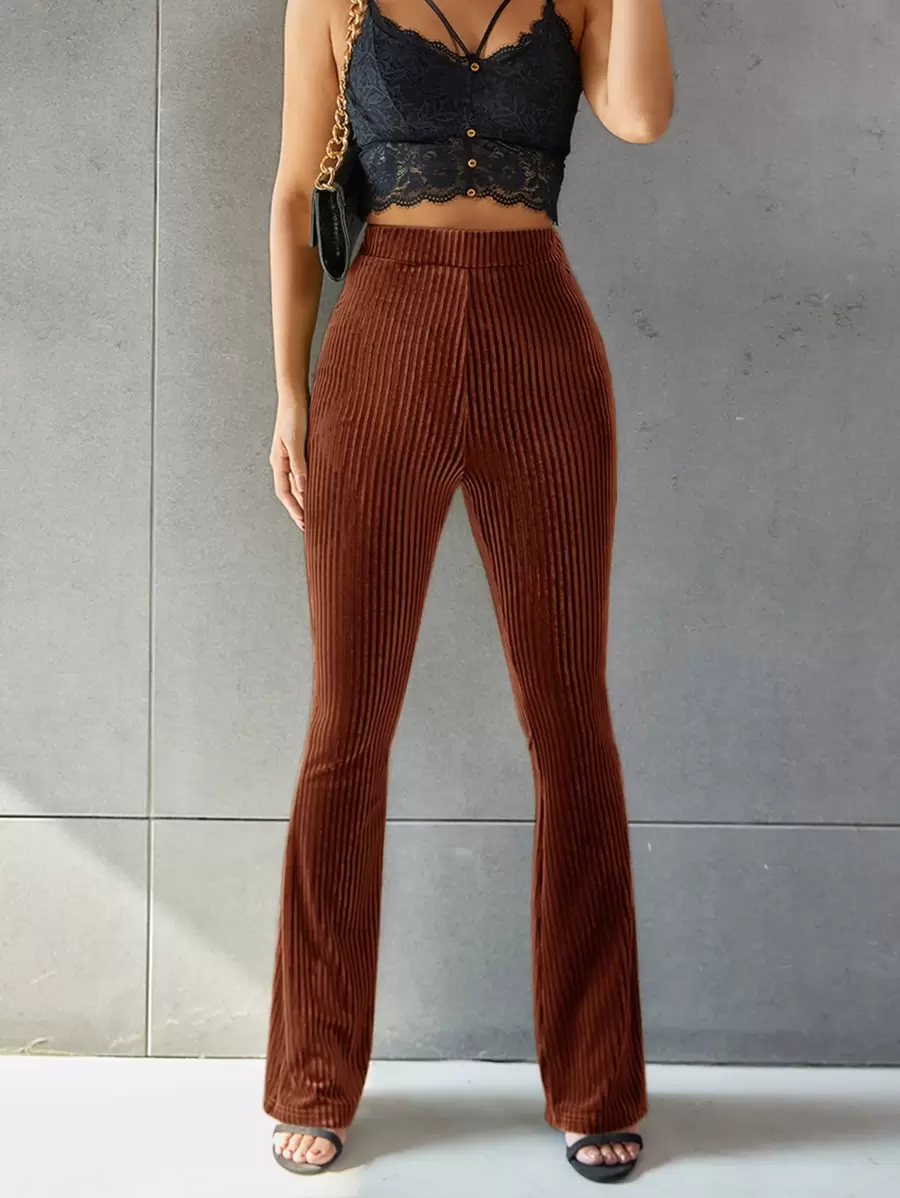 Chiquease Solid Flare Leg Velvet Pants