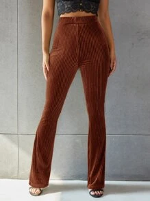 Chiquease Solid Flare Leg Velvet Pants
