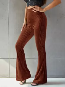 Chiquease Solid Flare Leg Velvet Pants