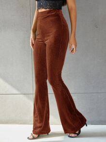 Chiquease Solid Flare Leg Velvet Pants