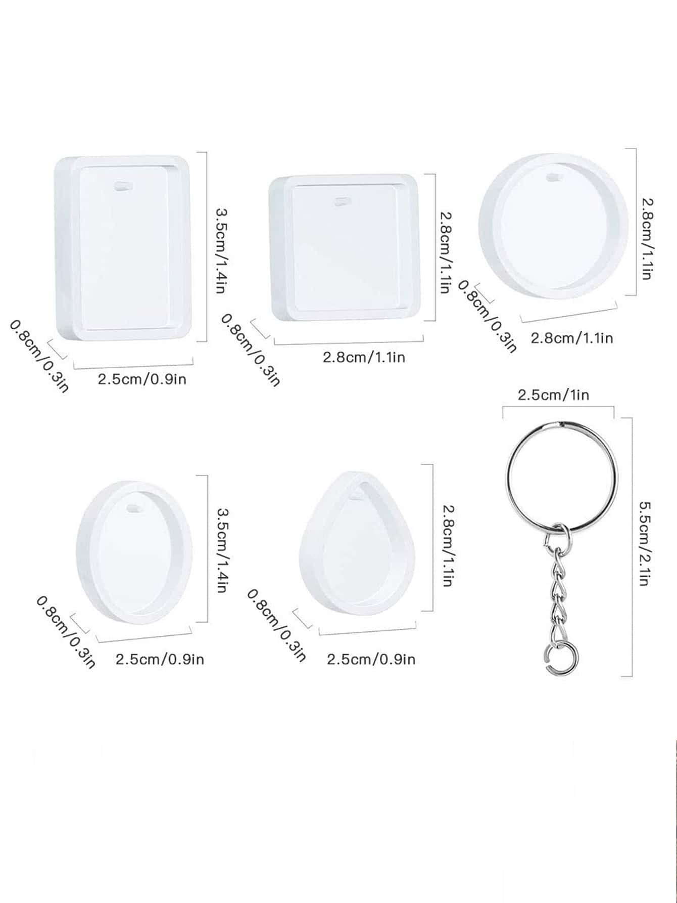 20pcs Pendant DIY Epoxy Mold Set, White Silicone Mold For Keychain