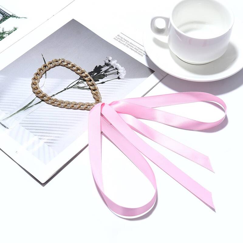 

Ribbon Tie Chain Choker, Multicolor