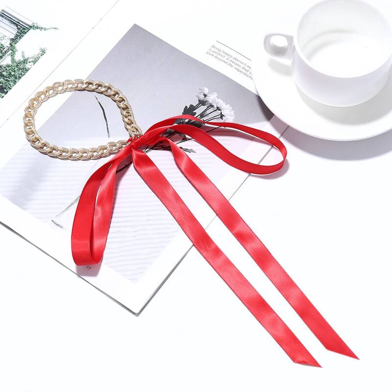 

Ribbon Tie Chain Choker, Multicolor
