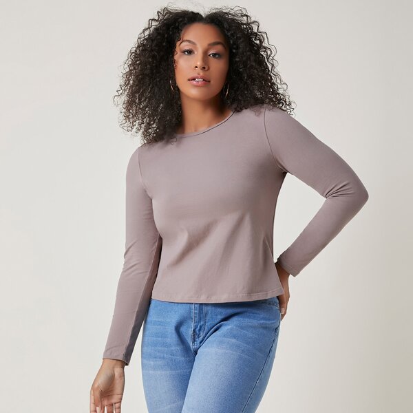 

Plus Solid Fitted Top, Dusty purple