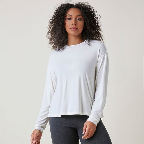 

Plus Drop Shoulder Solid Tee, White