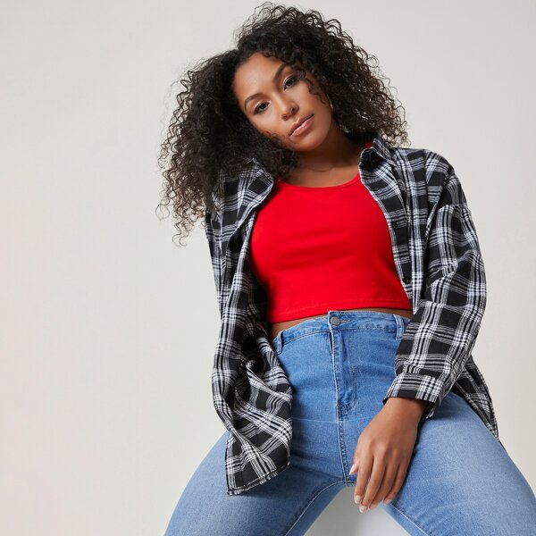 

Plus Solid Crop Top, Bright red