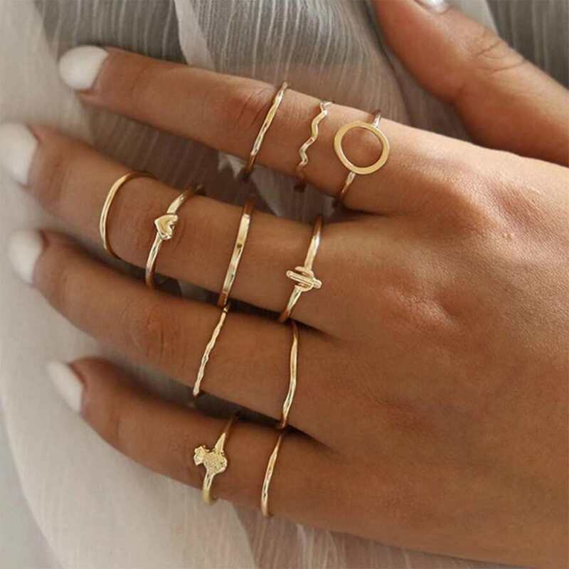 

11pcs Simple Ring, Gold