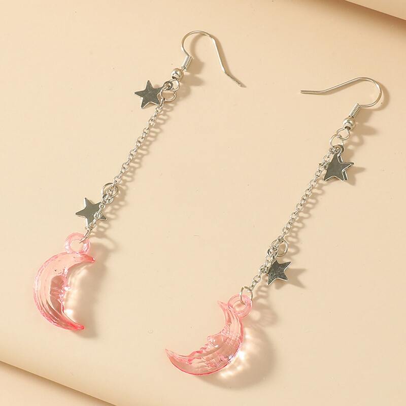 

Moon & Star Chain Drop Earrings, Multicolor