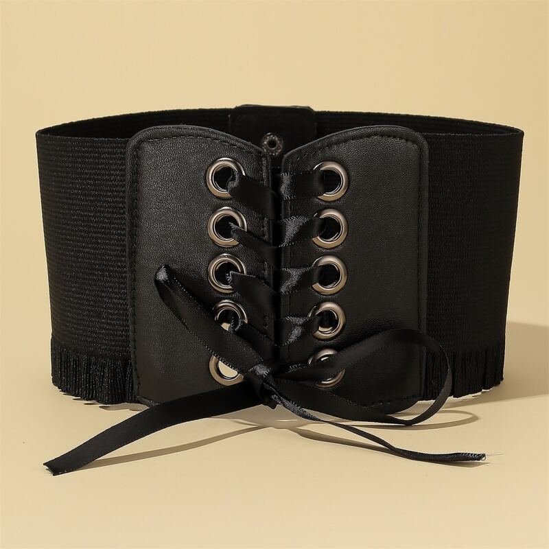 

Elastic Wide Corset Belt, Black
