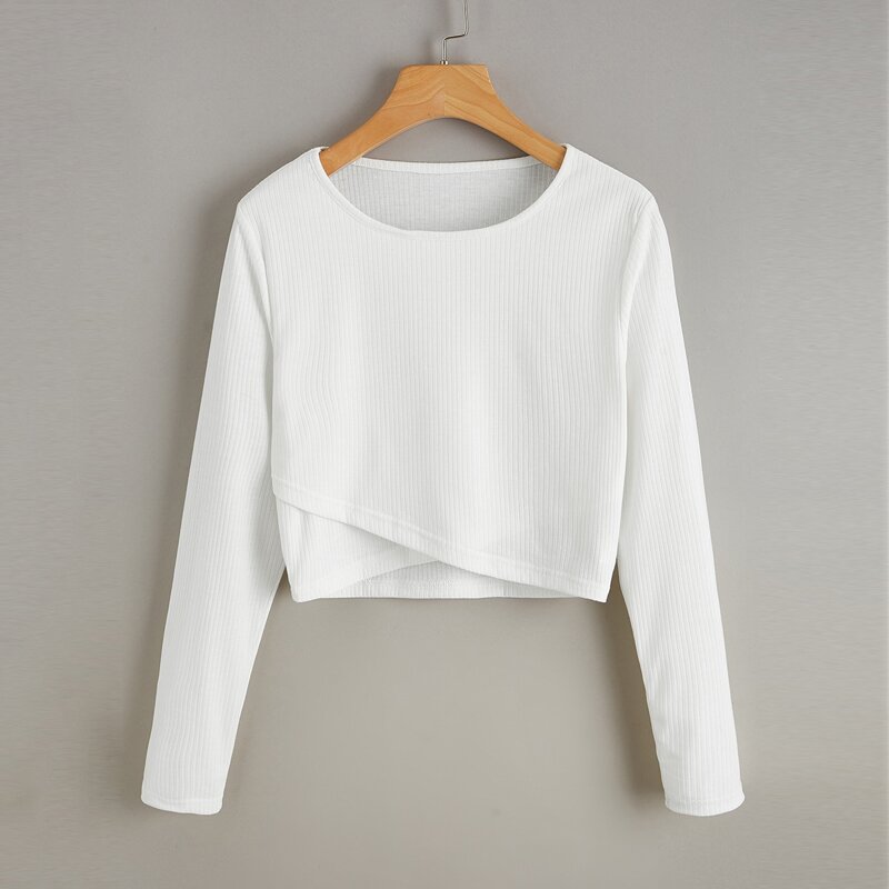 

Solid Ribbed Tee, White