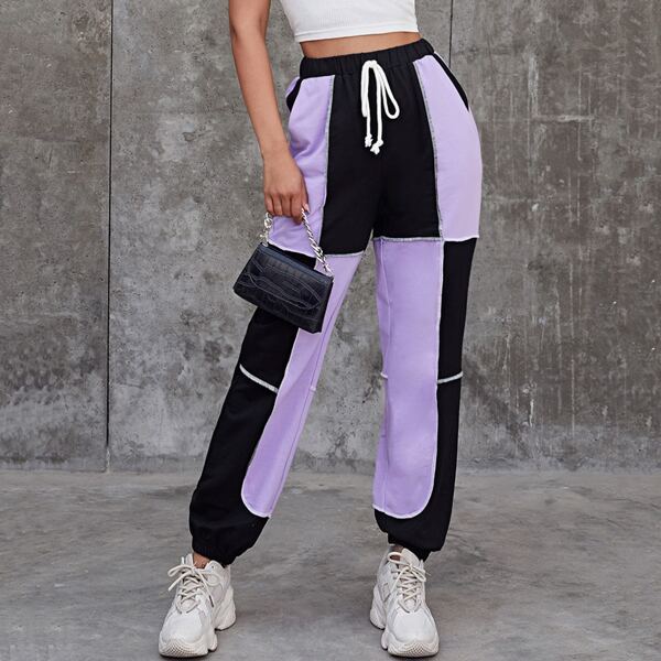 

Plus Seam Front Two Tone Joggers, Multicolor