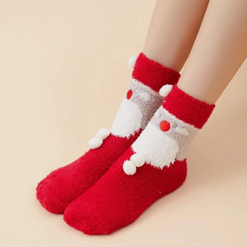 

Christmas Santa Claus Fuzzy Socks, Red