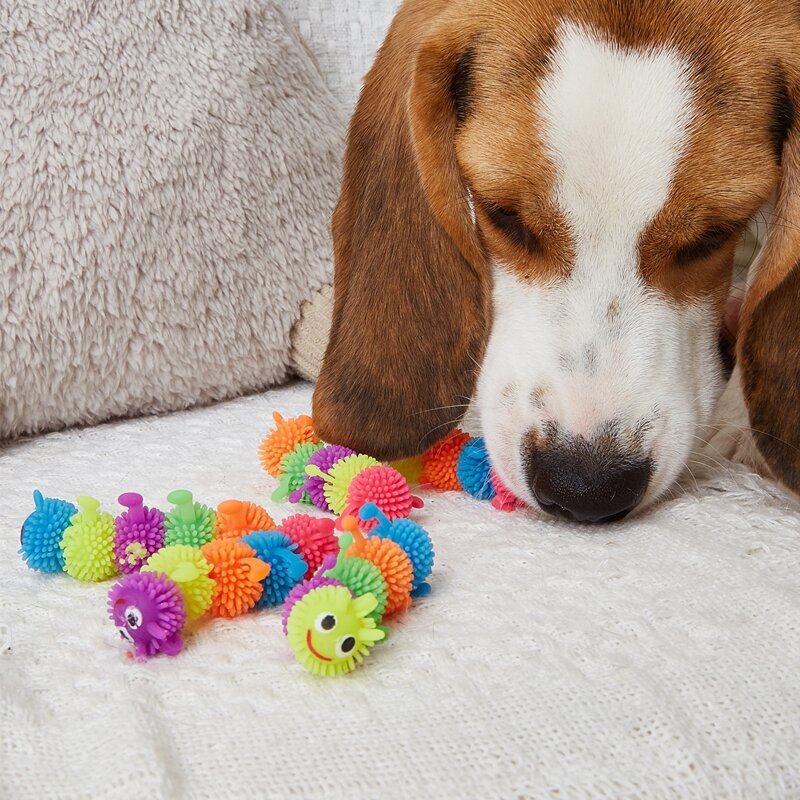 

2pcs Random Cartoon Caterpillar Shaped Dog Toy, Multicolor