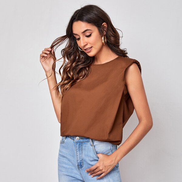 

Shoulder Pad Solid Top, Coffee brown