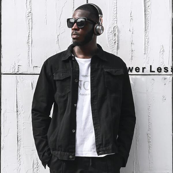 

Men Single Breasted Denim Jacket, Black
