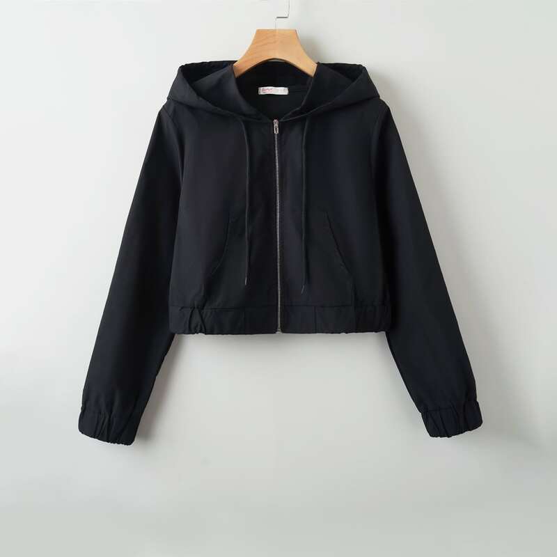 

Kangaroo Pocket Hooded Zip Jacket, Black