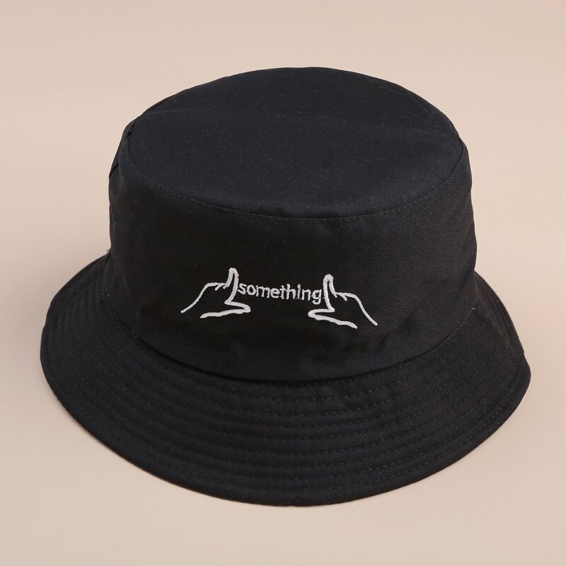 

Gesture Embroidery Reversible Bucket Hat, Black and white