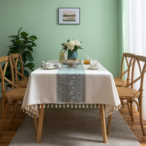 

Elk Print Tassel Tablecloth, Multicolor