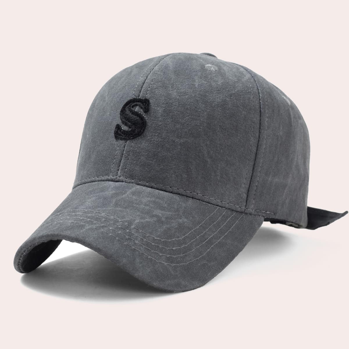 

Letter Patched Baseball Cap, Grey