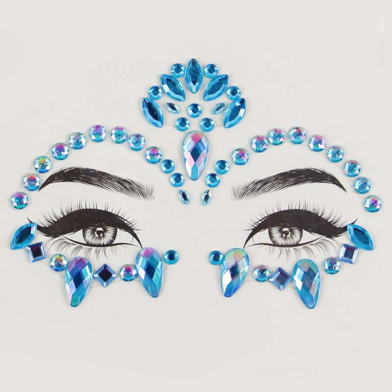 

1sheet Water-drop Rhinestone Eye Tattoo Sticker, Blue