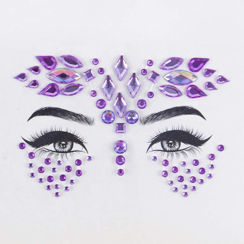 

1sheet Water-drop Rhinestone Eye Tattoo Sticker, Purple