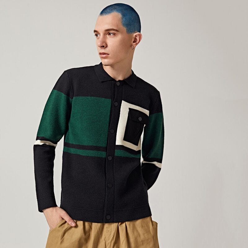 

Guys Colorblock Button Up Cardigan, Multicolor