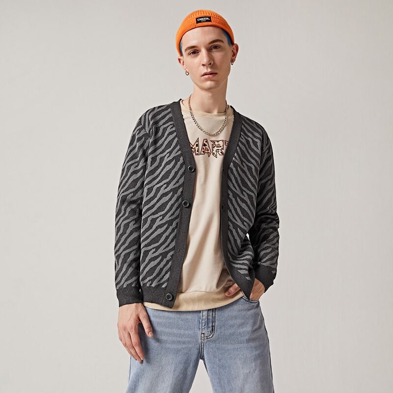 

Guys Allover Pattern Button Front Cardigan, Multicolor
